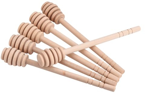 Akozon 50 Palitos de Madera para Cuchara de Miel, Herramientas para Agitar de Madera de 16 Cm de Largo para Miel, Jarabe y Líquidos Viscosos, Ideales para Rociar y Dispensar (Tome Honey King Ranura