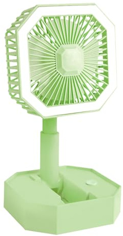 Ventilador portátil recargable plegable, diseño compacto, 10,5 x 10,5 x 20 cm, ventilador pequeño con luces, USB personal, para escritorio, hogar, escuela, viajes al aire