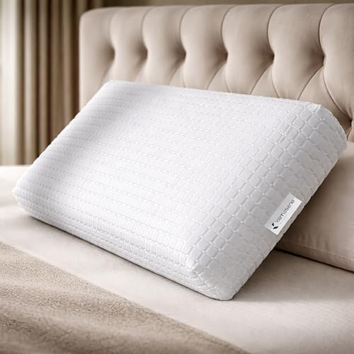 KAMASANA Hohes Memory Foam Seitenschläferkissen 40 x 80 x 16 cm – Orthopädisches Nackenstützkissen – Ergonomisches Kopfkissen mit weicher und Fester Seite