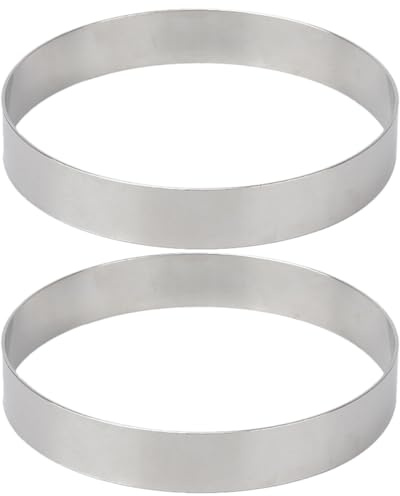 GALPADA Anillos de Acero Inoxidable 2 Piezas para Tartas y Pizza, Molde Redondo Resistente a Altas Temperaturas, Accesorios de Cocina para Postres y Panqueques