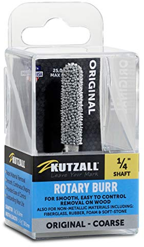 Kutzall Original Kugelkopffräser, ¹/⁴ Schaft, grob - Holzbearbeitungsaufsatz für Bosch, DeWalt, Milwaukee, etc. Abrasives Wolframkarbid, ¹/⁴ (6.3mm) Kopfdurchmesser. X 1-³/⁸ (34.9mm) Länge, BN-14