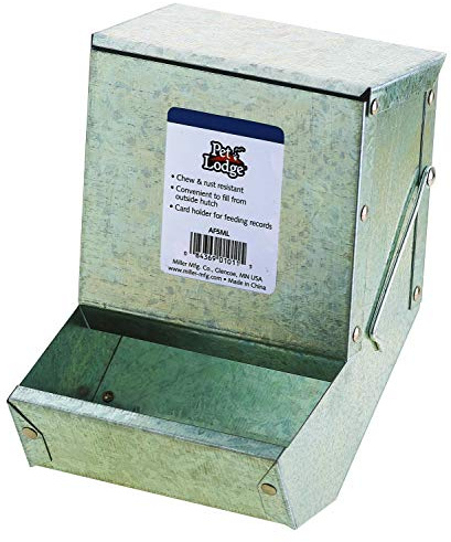 Pet Lodge® Steel Small Animal Feeder with Lid | Cage Rabbit Feeder | Holds Several Days Worth of Food | 5 Inch
