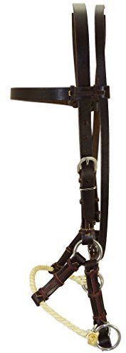 Thor Equine Sidepull gebisslos Leder – Rope Nasenriemen, Dunkelbraun, verstellbar, Edelstahl