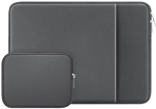 RAINYEAR 15,6 Pollici Custodia Protettiva per Laptop Custodia Protettiva con Cerniera con Tasca Frontale e Accessori Pouch, Compatibile con 15,6 Pollici Notebook Ultrabook Chromebook, Grigio