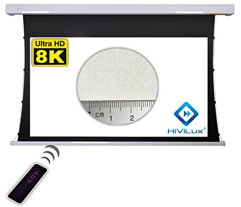 HiViLux Tension Motor Leinwand Akustik transparent Weiss Tuch: HiViWhite Cinema 4K SD Akustik Gain=1,1 (16:9 Bild:265x149cm 120 Diagonal, Gehäuse Weiss)