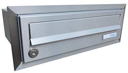 B-017 Cassetta postale incassata a muro in acciaio inox con targhetta portanome- LETTERBOX24.de