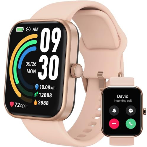 TOZO S3 Smartwatch Damen Herren 1,78 HD Fitnessuhr mit Telefonfunktion,Fitness Tracker Uhr mit Pulsmesser Schlaftracker Schrittzähler 100 Sportmodi,IP68 Wasserdicht Sportuhr für Android iOS,Roségold