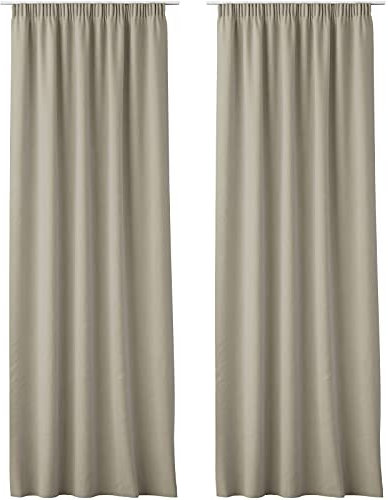 JEMIDI 2x Vorhang blickdicht 140x250cm - 2er Set Gardine mit Kräuselband Universalband - 100% Polyester Schal lang für Wohnzimmer Schlafzimmer - beige