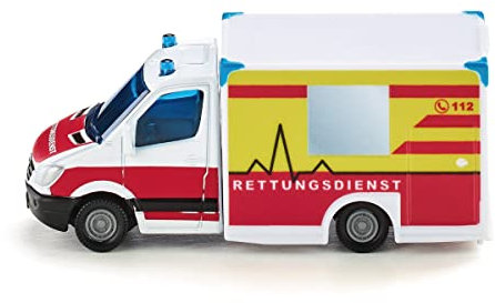 siku 1536, Rettungswagen, Metall/Kunststoff, Rot/Gelb/Weiß, Vielseitig einsetzbar, Spielzeugfahrzeug für Kinder