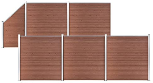 vidaXL WPC Zaun-Set 5 Quadrate + 1 Schräge 965x186 cm Braun