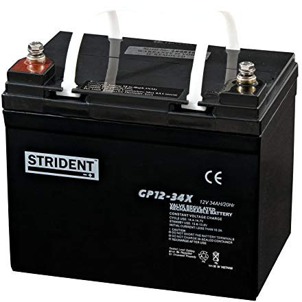 2 X Strident AGM GP12-34AH – 12v Battery – Rechargeable Batteries – High Capacity Battery – Valve Regulated (Pair)