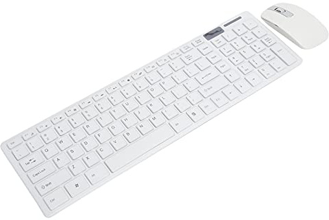 Combinazione Mouse e Tastiera Wireless, Set Tastiera e Mouse Wireless Compatti Smart Sleep Combo Tastiera e Mouse con Pellicola per Tastiera per Smartphone Android, Computer, Desktop(bianco)