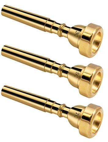 Cheerock 3er-Pack Trompetenmundstück 3C 5C 7C Trompetenzubehör Trompete Mundstück Set mit hochwertigem Messing geeignet für Anfänger und Profispieler (Gold)