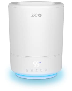 SPC EVADNE – Humidificador WiFi inteligente ultrasónico, gran capacidad 4,5L, luz UV-C, carga de agua superior, modos automático, manual y noche, difusor de aromas, luz de noche, temporizador, sin BPA
