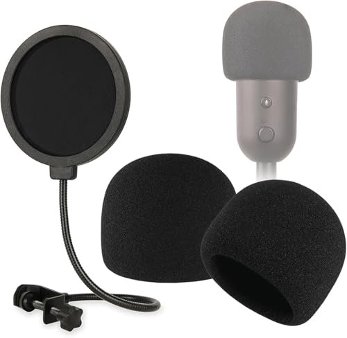 Razer Seiren V2 X Mikrofon Popschutz mit Mikrofon Schaumstoff Windschutz, Professional Mikrofon Pop Filter und Windshield für Studioaufnahmen und Streaming Rigych