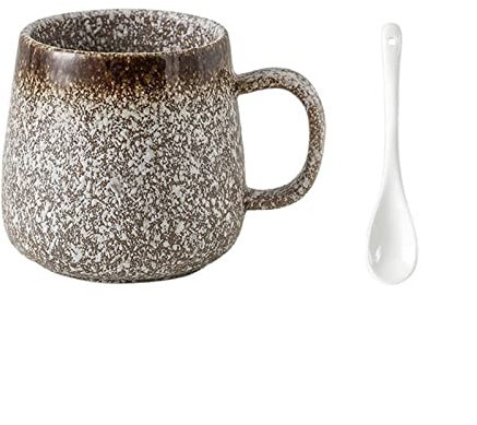 KUTUNO Tasses Tasse en céramique Vintage 380ML, Tasse à thé avec cuillère Tasse à café de Bureau Tasse à thé Domestique Tasse à Lait Café Boisson Tasse (Color : D)