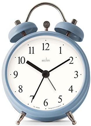 Acctim Haven Analogue Faux Double Bell Small Alarm Clock (French Blue)