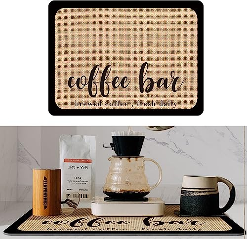 Coffee Mat Coffee Bar Mat Hide Stain Absorbent Drying MFCGHXR Coffee Mat Coffee Bar Mat Hide Stain Coffee Mat, Dish Drying Mat for Kitchen Counter, Kitchen Absorbent Draining Mat