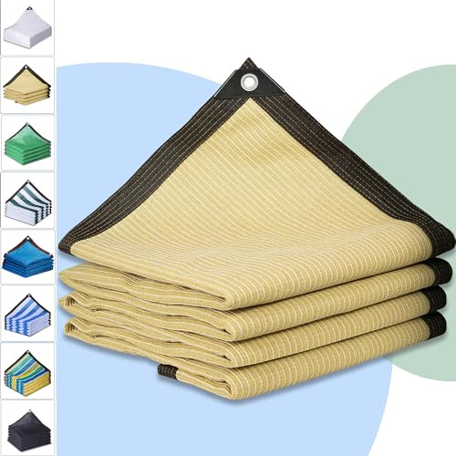 AMXFS Sonnensegel mit Ösen Schattennetz HDPE 2mx3m beige | Schattennetz mit 90% UV‑Sonnenschutz Windschutznetz atmungsaktiv für Balkon Garten, Kühlnetze