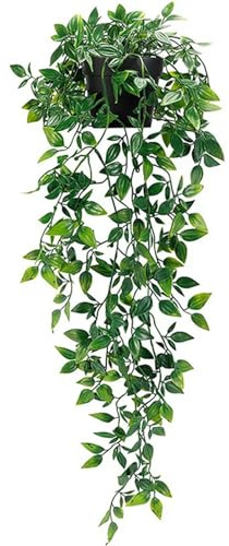 Plantas artificiales de hiedra de plástico con macetas, decoración de boda, Año Nuevo, Navidad, para el hogar, jardín, bricolaje, sala de estar, colgar en la pared, verde militar