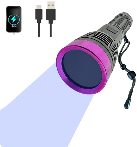 Wboxlizy Torcia UV a luce nera, 365 nM, ricaricabile, ad alta definizione, rilevatore di urina per animali domestici, per urina di gatto, macchie, cimici dei letti