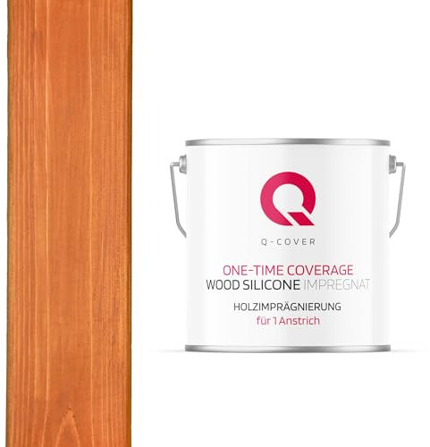 Q-COVER Holzimprägnierung Für 1 Anstrich | Teak 5L | Holzschutz | 2 In 1 | Grundierung Mit Schutz | Farbimprägnierung | Imprägniermittel | Innen & Außen