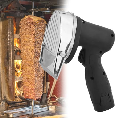 Beachtiful Trancheuse électrique sans Fil Gyro Kebab, 80 W, Coupe-Shawarma Portable, Machine à Couteau de Coupe Doner Kebab, avec Chargeur et 2 Alimentations Rechargeables