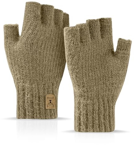 JUNRUI Guantes sin Dedos, Invierno Guantes Tejidos Cálidos Trabajar Correr Ciclismo Conducir para Hombre y Mujer