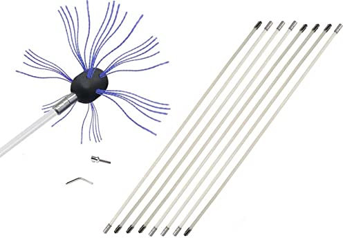ROUYA chimney sweep kit Chimney Sweeping Kit, 10 Meter Chimney Brush Nylon Chimney Sweeping Kit For Pellet Stove For Cleaning Metal Or Brick Chimneys(8 m)