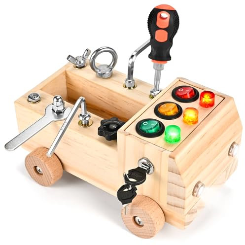 Wooderma Montessori Schraubendreherbrett | Montessori Schraubbrett Spielzeug ab 3 4 5 Jahre | Lernspielzeug Busy Board | Activity Board Motorikboard | Motorikspielzeug Holzspielzeug für Kleinkinder