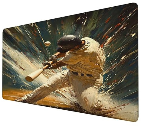 Alfombrilla Ratón, Alfombrilla Ratón XXL Gaming Tapete Escritorio Ordenador (1400x600x3mm) Protector Escritorio Alfombrilla Antideslizante para Ratón Láser y Óptico (Béisbol) mousepad (Gris) P-R-5