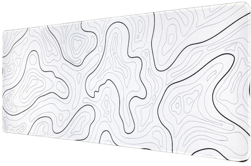Großes Gaming Mauspad mit genähten Rändern, rutschfeste Unterseite Mauspad Tastatur und Maus, zum Büro Schreibtisch Unterlegmatte(80cm × 30 cm, Weiß)