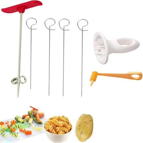 7 Stück Gemüseschneider Spiralschneider Gemüseschneider, Manuelle Spirale Carving geeignet für kreatives Obst und Gemüse in Twist, Karotte, Zucchini, Gurke, Apfel, Kartoffel