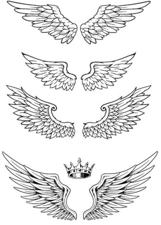 5 PCS Angel Wings Tattoo Sticker Kvinnlig örtbröst rygg Vattentät Simulering Tattoo Arm Sticker