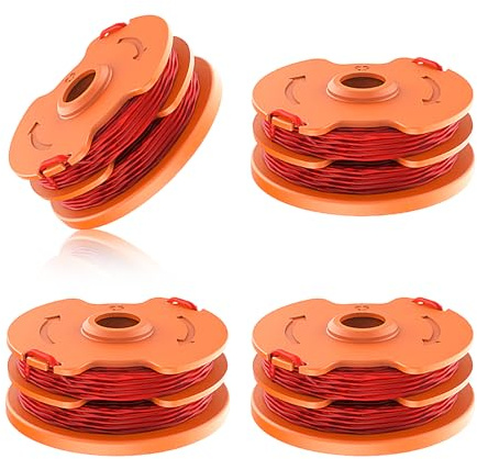 CHIHOLEN 4pcs Strimmer Spool Compatible with WA0007 WX100, 1.6mm 32ft Replacement Double Autofeed Spool for Worx WG105 WG106 WG119E Mcgregor MET6032 MET4530 MET3525 Qualcast GT25(4 Spool)