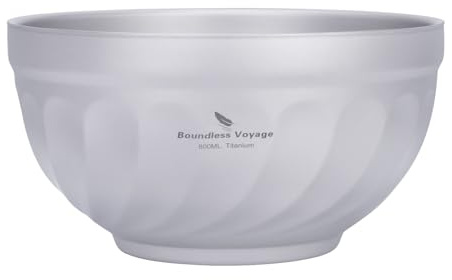 iBasingo Ciotole in titanio a doppia parete, 800 ml, farina d'avena, cibo riso, zuppa di riso, ultraleggere portatile da campeggio all'aperto, ciotola in metallo Ti1169T (colore titanio)