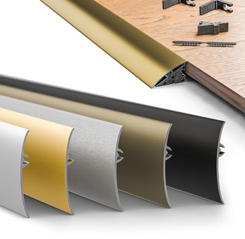 DQ-PP Aluminium övergångsprofil – 5-i-1 – guld – 30 mm – 186 cm – dörrlist – för golvbeläggning, laminat, vinyl – vindskydd – 1,86 m övergångslist