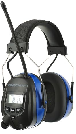 PROTEAR Bluetooth-Gehörschutz mit AM-FM-Radio, 25 dB NRR-Gehörschutz, Sicherheits-Ohrenschützer, wiederaufladbare, kabellose Kopfhörer, ideal für Rasenmähen, Bau, Kettensäge, Landschaftsbau