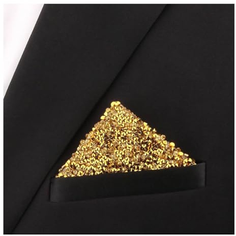 SHTGOI Mouchoir rectangulaire à paillettes pour homme - Mouchoir plat - Carré - Pour costume de mariage, smoking et occasions festives