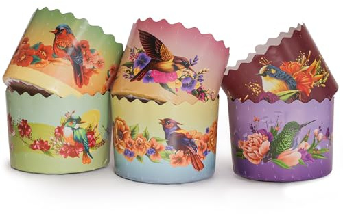 12oz Panettone Paper Mold Large Murals - 12pcs, H 3.54″x4.11″ W (9cm x11cm) Kulich Mold - Round Panettone Paper Baking Molds - Pans Paper Panettone - Easter Bread Baking Forms