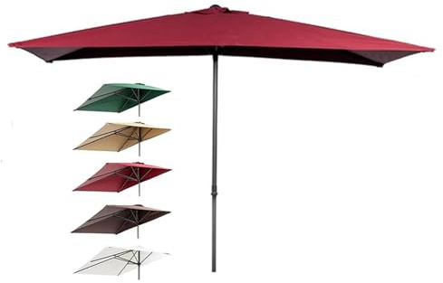 Ombrellone rettangolare per balcone e cortile, impermeabile, grande, 270 x 150 cm, con manovella, per bar e uso esterno (cachi, 2,5 x 1,5 m)