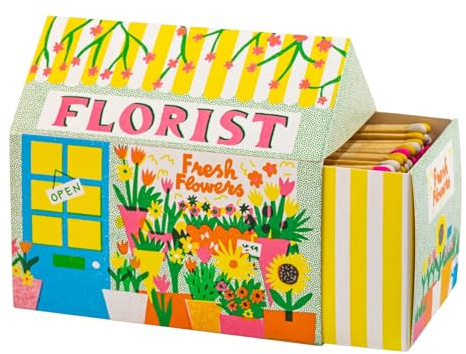 Florist Shaped Matchbox - Long Matches - Luxury Giant Matchbox - House Shaped Box - Coloured Tips Large Matchsticks - Candles Fireside Housewarming Gift