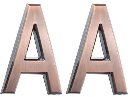 sourcing map 2 Pcs 2.76 Inch House Letters, Self-adhesive Mailbox Door Letter Stickers, Electroplated Finish Outdoor Address Signs for Office Hotel Apartments, Garden (Letter A, Bronze)