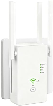 Ripetitore WiFi, Amplificatore WLAN 1200 Mbit/s con Tecnologia a 4 Antenne | WiFi Dual-Band 2,4 + 5 GHz in Modalità Ripetitore/Router/Access Point, Estensore di Portata con Porta LAN/WAN