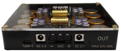 Rudiaoa Elektrischer Prozessor, 5 V-25 V, 20 A, Schaltleistung, niedriger Widerstand, Thermoregulierung, Versorgung, Soundkarten-Verstärker, Aluminiumregler