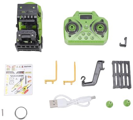 Naroote Mini Carrello Elevatore RC 2.4G 1:64, Camion Telecomandato in Lega per Desktop, Rotazione a 360 °, Movimenti Multidirezionali con Controllo App per Smartphone, Display Degno di (YELLOW)