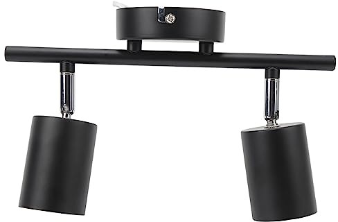 Yechiry Kit de Luz de Riel LED, 2 Cabezales de Luz, de Riel Giratoria de 90 Grados, Kit de Iluminación con Base de Bombilla GU10 con Cabezales Ajustables, Ideal para Dormitorio, Cocina, Baño, sofá,
