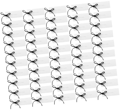 Kangnice 50 Tarjetas de Asiento Multiusos con 50 Cintas Suaves y Aterciopeladas Tarjeta de Nombre de vacía de 10x4 cm para Bodas y Celebraciones Tarjeta de Nombre de Boda