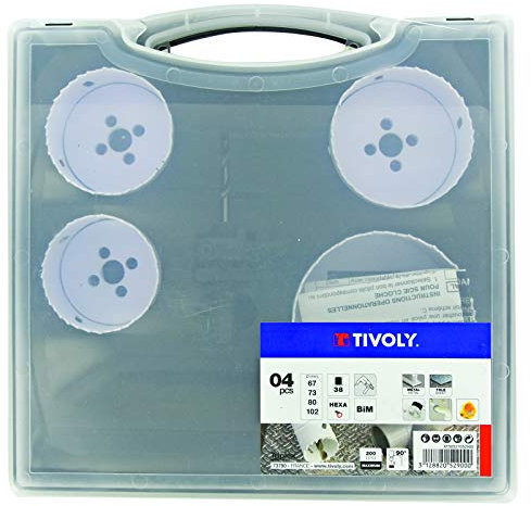 Tivoly XT50527052900 Coffret 5pcs Scie Cloches BIM D67-73-80-102mm + 1 arbre pilote, pour Métal et Bois durs