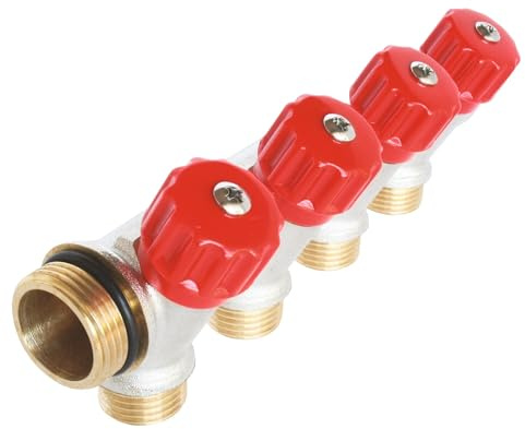 SOMATHERM FOR YOU, Collecteur de distribution 4 sorties à portée plate easy lock M15/21 avec vannes, en laiton nickelé, pour installations sanitaires et de chauffage, étanchéité optimale | Distribuez efficacement l'eau de vos installations grâce au collecteur en laiton, équipé de vannes pour un réglage facile.